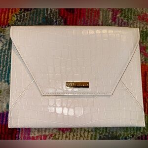 Ralph Lauren Ivory Croc-Embossed Clutch *Never Used*